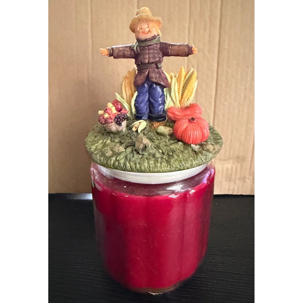 Candle-lite Apple Orchard 20oz Jar Candle with Harvest Scarecrow Resin Lid